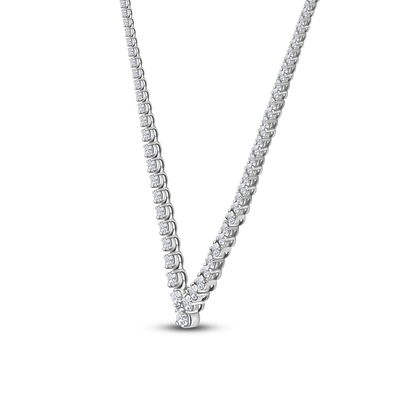 Main Image 2 of Diamond Riviera Chevron Necklace 5 ct tw 14K White Gold 16&quot;