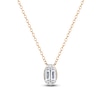 Thumbnail Image 1 of Baguette & Round-Cut Multi-Diamond Oval Necklace 1/6 ct tw 14K Yellow Gold 18&quot;