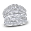 Thumbnail Image 1 of Baguette & Round-Cut Diamond Multi-Row Curve Ring 2 ct tw 14K White Gold