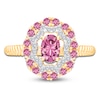 Thumbnail Image 2 of Kallati Oval-Cut Natural Pink Sapphire & Diamond Ring 1/6 ct tw 14K Yellow Gold