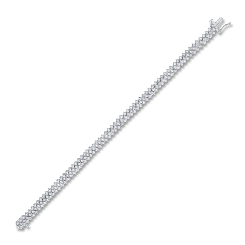 Main Image 2 of Diamond Staggered Three-Row Tennis Style Bracelet 5 ct tw 14K White Gold 7&quot;