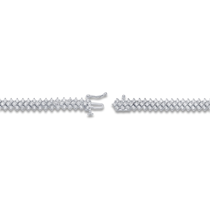 Main Image 3 of Diamond Staggered Three-Row Tennis Style Bracelet 5 ct tw 14K White Gold 7&quot;