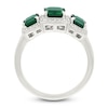 Thumbnail Image 4 of Rectangle-Cut Lab-Created Emerald & White Lab-Created Sapphire Three-Stone Ring Sterling Silver