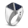 Thumbnail Image 2 of 1933 by Esquire Men's Natural Sodalite & Created Blue Sapphire Chain Ring Sterling Silver