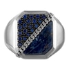 Thumbnail Image 3 of 1933 by Esquire Men's Natural Sodalite & Created Blue Sapphire Chain Ring Sterling Silver