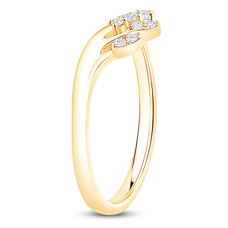 Main Image 2 of Diamond Graduated Contour Leaf Ring 1/6 ct tw 14K Yellow Gold