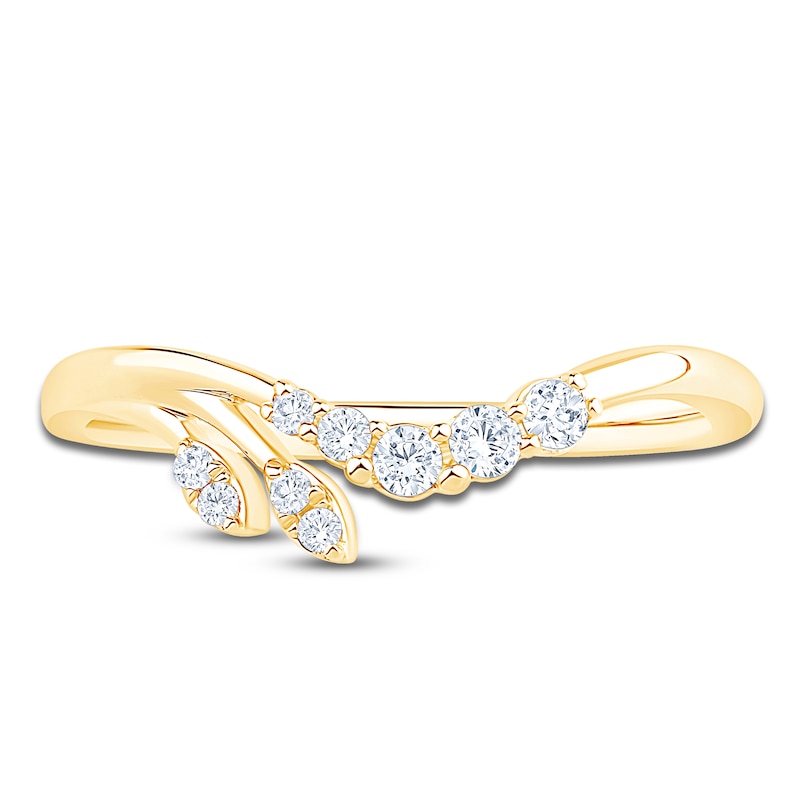 Main Image 3 of Diamond Graduated Contour Leaf Ring 1/6 ct tw 14K Yellow Gold