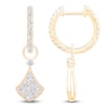 Thumbnail Image 1 of Diamond Shield-Shaped Dangle Hoop Earrings 1/2 ct tw 14K Yellow Gold