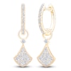 Thumbnail Image 2 of Diamond Shield-Shaped Dangle Hoop Earrings 1/2 ct tw 14K Yellow Gold