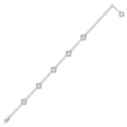 Diamond Shield-Shaped Link Bracelet 1/2 ct tw 14K White Gold 7.5&quot;