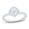 Thumbnail Image 1 of Baguette & Round-Cut Contour Ring 1/4 ct tw 14K White Gold