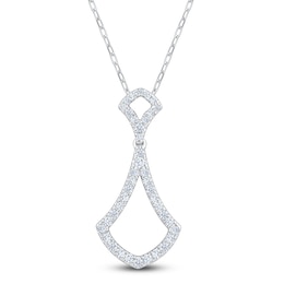 Diamond Shield Necklace 1/3 ct tw 14K White Gold 18&quot;