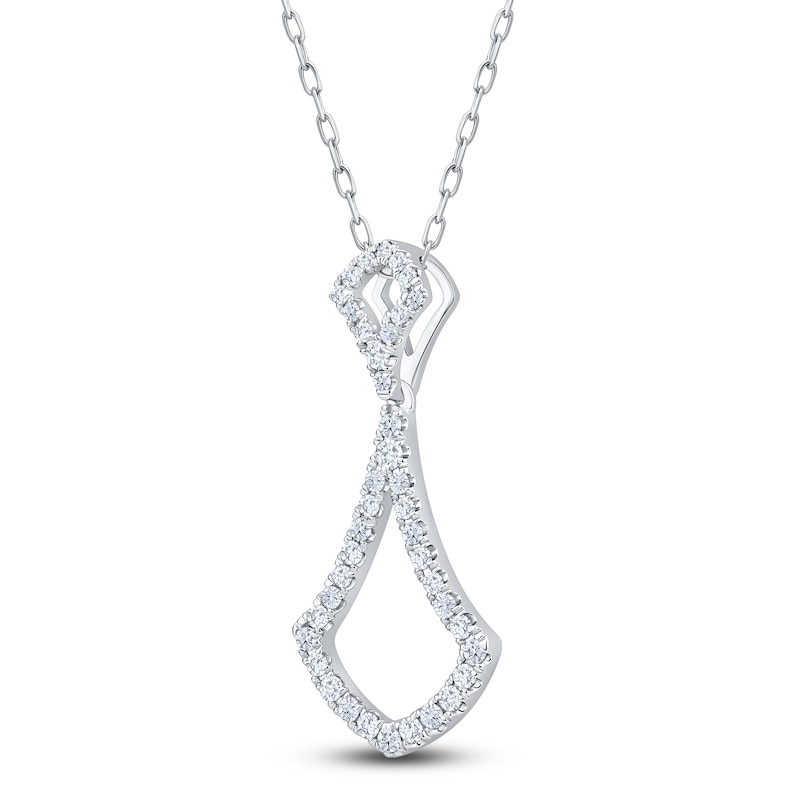 Main Image 3 of Diamond Shield Necklace 1/3 ct tw 14K White Gold 18&quot;