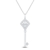 Thumbnail Image 1 of Baguette & Round-Cut Diamond Key Necklace 1/4 ct tw 14K White Gold 18&quot;