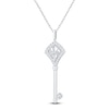 Thumbnail Image 3 of Baguette & Round-Cut Diamond Key Necklace 1/4 ct tw 14K White Gold 18&quot;