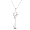 Thumbnail Image 4 of Baguette & Round-Cut Diamond Key Necklace 1/4 ct tw 14K White Gold 18&quot;