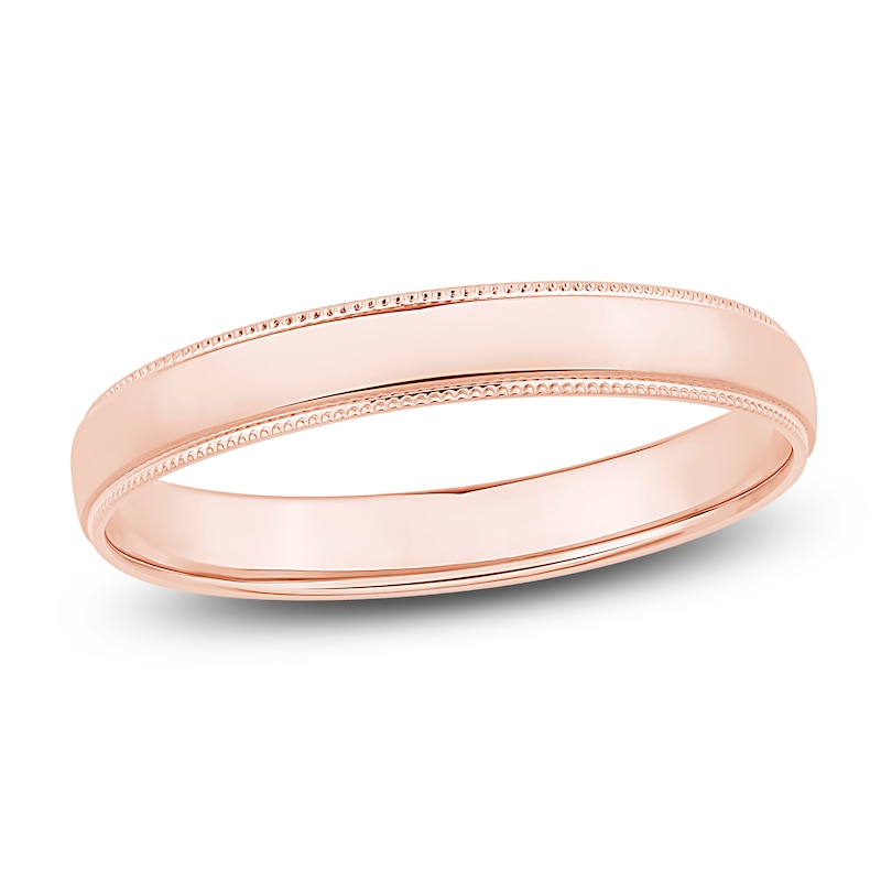 Main Image 1 of Milgrain Wedding Band 14K Rose Gold 3mm