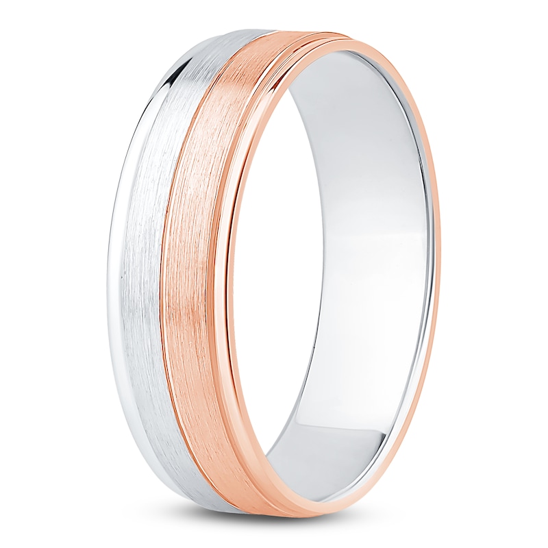 Main Image 2 of Men's Brushed Wedding Band 14K Two-Tone Gold 6mm