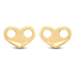 Italia D'Oro Heart Mariner Link Stud Earrings 14K Yellow Gold