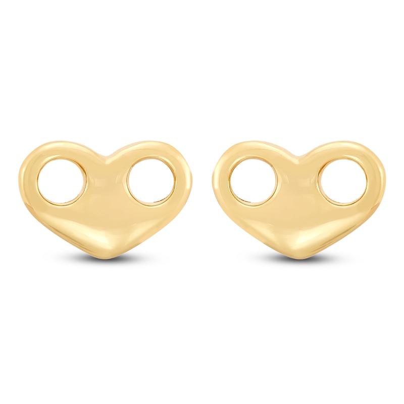 Main Image 1 of Italia D'Oro Heart Mariner Link Stud Earrings 14K Yellow Gold