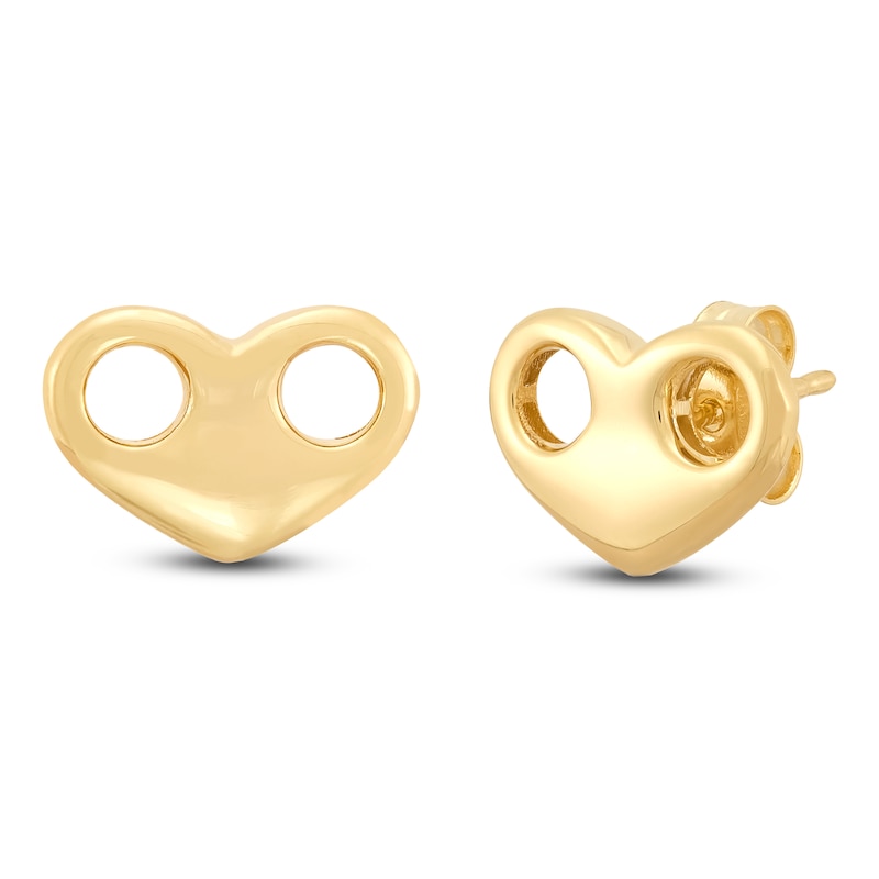 Main Image 2 of Italia D'Oro Heart Mariner Link Stud Earrings 14K Yellow Gold