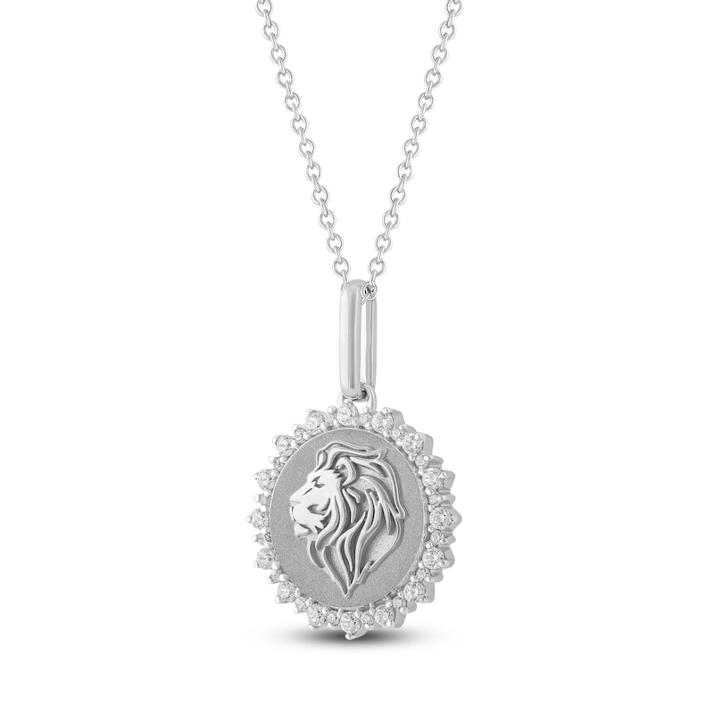 Main Image 2 of Diamond Zodiac Leo Medallion Necklace 1/3 ct tw Sterling Silver 18&quot;