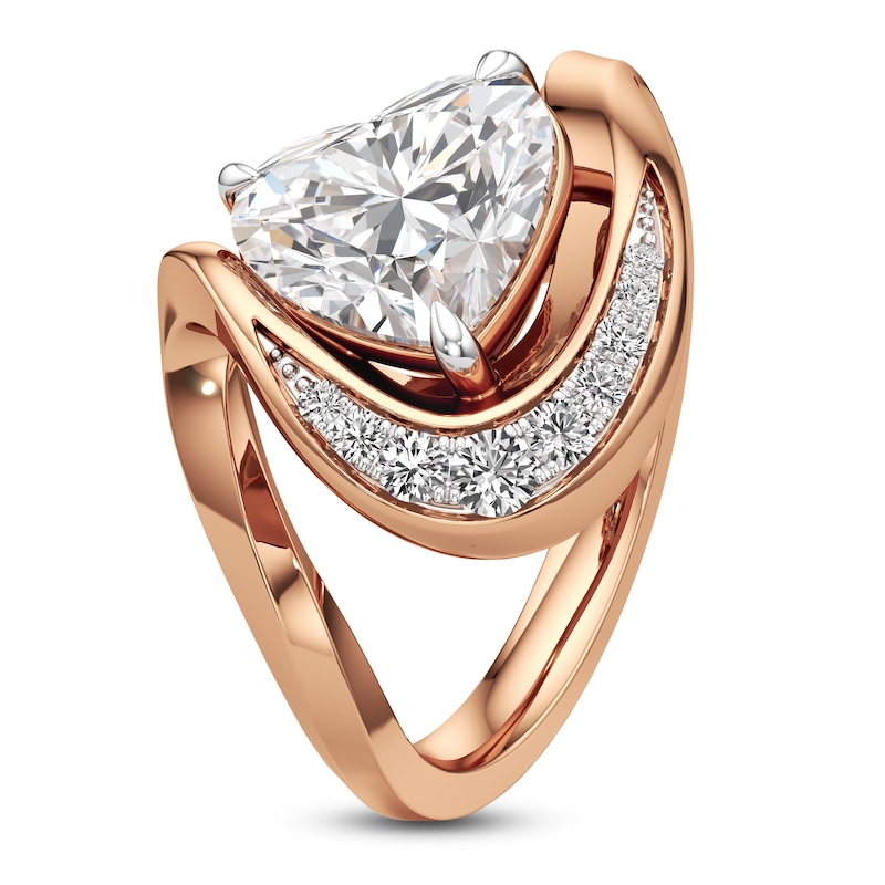 Main Image 4 of J'Lure Heart Brilliant-Cut Lab-Created Diamond Engagement Ring 2-1/8 ct tw 18K Rose Gold