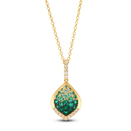 Le Vian Emerald Ombré Necklace 1/8 ct tw Diamonds 14K Honey Gold 19&quot;