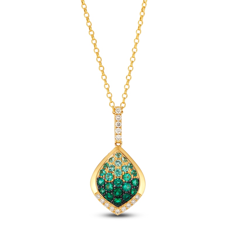 Main Image 1 of Le Vian Emerald Ombré Necklace 1/8 ct tw Diamonds 14K Honey Gold 19&quot;