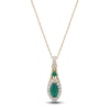 Thumbnail Image 1 of Marquise & Square-Cut Natural Emerald & Diamond Drop Necklace 1/4 ct tw 14K Yellow Gold 18&quot;