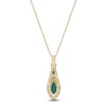 Thumbnail Image 3 of Marquise & Square-Cut Natural Emerald & Diamond Drop Necklace 1/4 ct tw 14K Yellow Gold 18&quot;