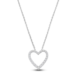 Lab-Created Diamond Heart Outline Necklace 1/4 ct tw 14K White Gold 18&quot;