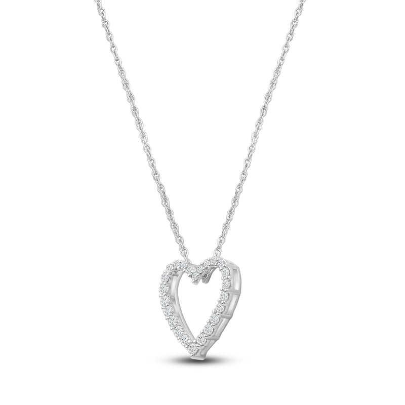 Main Image 2 of Lab-Created Diamond Heart Outline Necklace 1/4 ct tw 14K White Gold 18&quot;