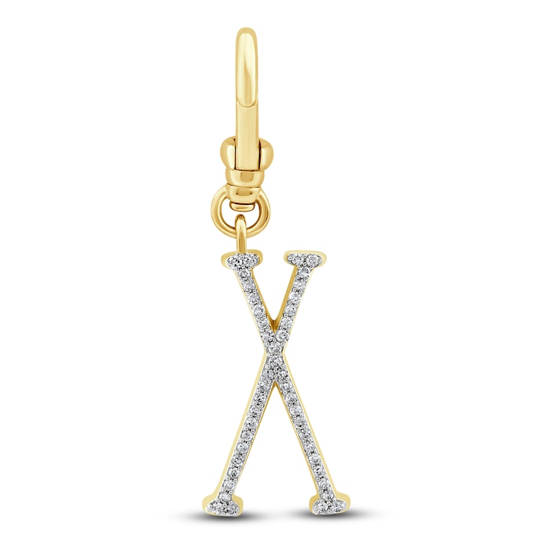 Main Image 1 of Charm'd by Lulu Frost Diamond Letter X Charm 1/8 ct tw Pavé Round 10K Yellow Gold