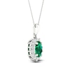 Thumbnail Image 2 of Oval-Cut Natural Emerald & Diamond Halo Necklace 1/5 ct tw 14K White Gold 18&quot;