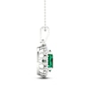 Thumbnail Image 3 of Oval-Cut Natural Emerald & Diamond Halo Necklace 1/5 ct tw 14K White Gold 18&quot;