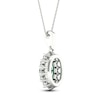 Thumbnail Image 4 of Oval-Cut Natural Emerald & Diamond Halo Necklace 1/5 ct tw 14K White Gold 18&quot;