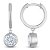 Thumbnail Image 1 of Round-Cut Lab-Created Diamond Solitaire Dangle Hoop Earrings 2 ct tw 14K White Gold (SI2/F)