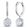 Thumbnail Image 2 of Round-Cut Lab-Created Diamond Solitaire Dangle Hoop Earrings 2 ct tw 14K White Gold (SI2/F)