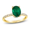 Thumbnail Image 1 of Le Vian Oval-Cut Natural Emerald Ring 1/4 ct tw Diamonds 14K Honey Gold