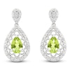 Thumbnail Image 1 of Pear-Shaped Natural Peridot & Diamond Dangle Earrings 1/6 ct tw Sterling Silver