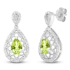 Thumbnail Image 2 of Pear-Shaped Natural Peridot & Diamond Dangle Earrings 1/6 ct tw Sterling Silver