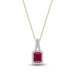 Rectangle-Cut Natural Ruby Pendant Necklace 1/4 ct tw 14K Yellow Gold