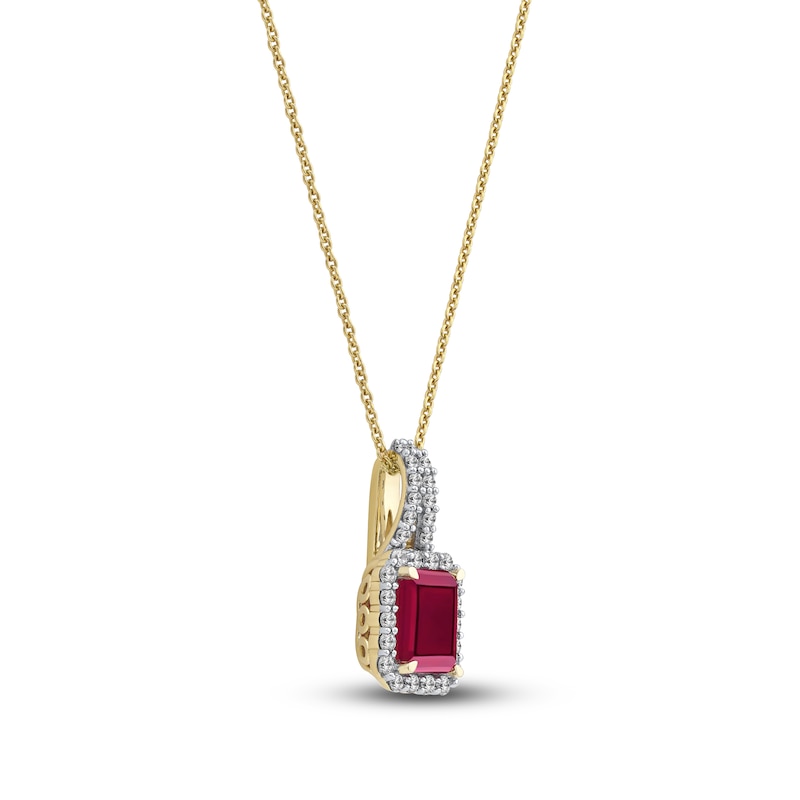 Main Image 2 of Rectangle-Cut Natural Ruby Pendant Necklace 1/4 ct tw 14K Yellow Gold