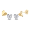 Thumbnail Image 2 of Multi-Diamond Double Heart Stud Earrings 1/6 ct tw 10K Yellow Gold & Sterling Silver