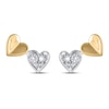 Thumbnail Image 3 of Multi-Diamond Double Heart Stud Earrings 1/6 ct tw 10K Yellow Gold & Sterling Silver