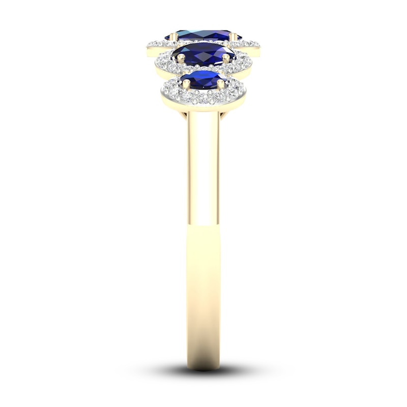 Natural Blue Sapphire & Diamond Ring 1/6 ct tw Round 10K Yellow Gold