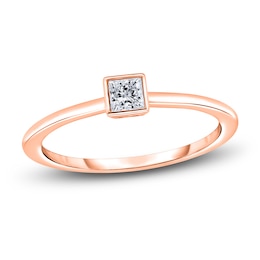 Diamond Solitaire Engagement Ring 1/4 ct tw Bezel-Set Princess 14K Rose Gold (I2/I)