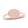 Thumbnail Image 0 of Juliette Maison Diamond Initial Oval Signet Ring 1/15 ct tw Round 10K Rose Gold