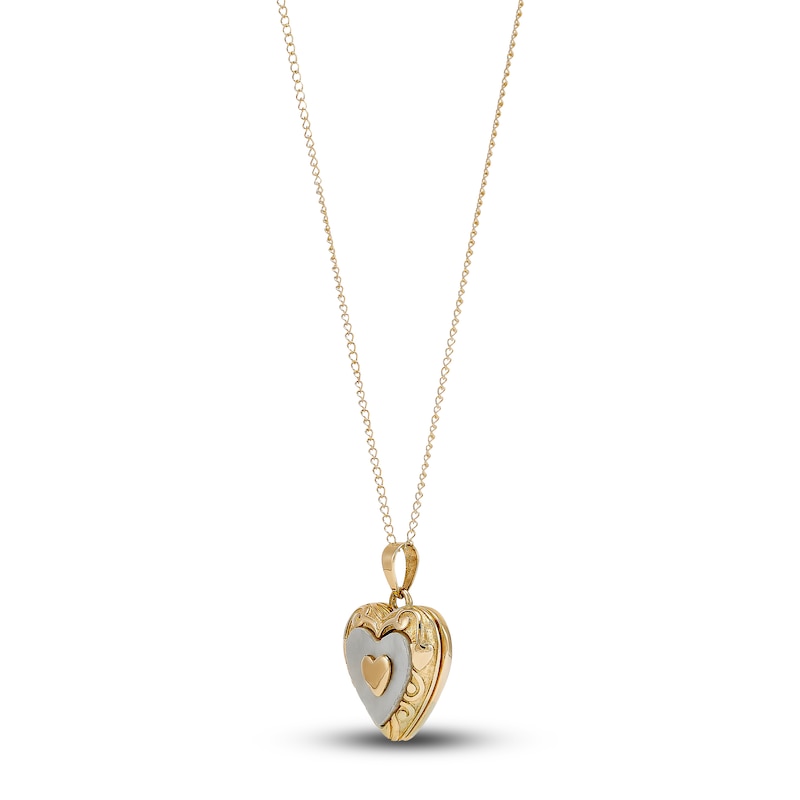 Main Image 2 of Stacked Hearts Locket Necklace 14K Yellow Gold 13&quot;